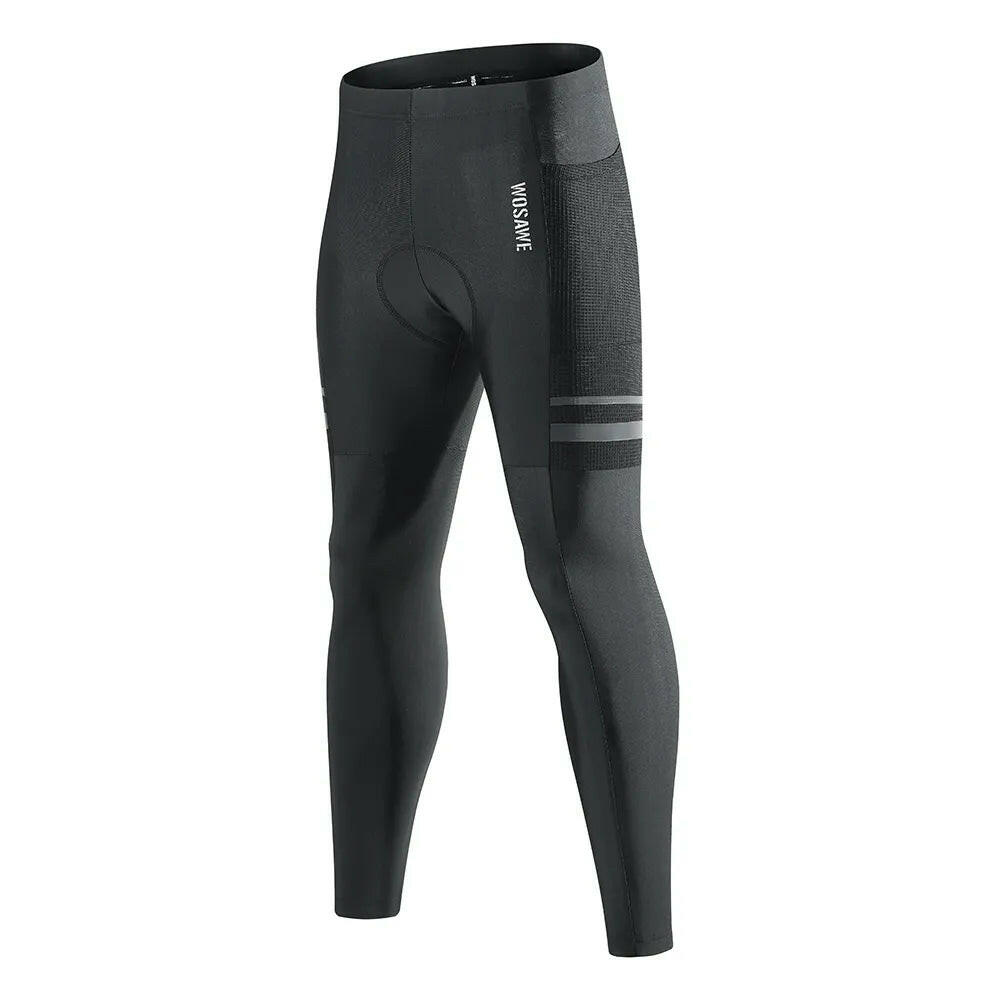 WOSAWE Men's Bike Pants Long 3D Padded Cycling Tights MTB Pants Bicycle Leggings Outdoor Riding Quick Dry Reflective Clothing-WAYBIKER