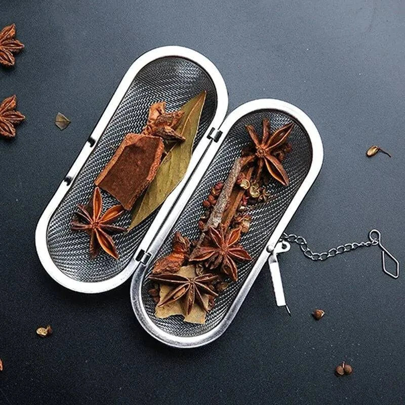 Stainless Steel Cooking Spices Infuser Fine Mesh Loose Tea Herbal Strainer Filter With Extended Chain Kitchen Seasoning Balls-WAYBIKER