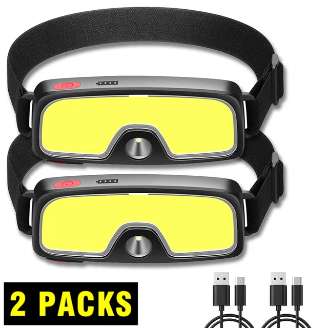 Portable LED COB Headlights Built-in 1200mah Battery USB Rechargeable Waterproof Headlamp Outdoor Camping Fishing Head Lamp-WAYBIKER