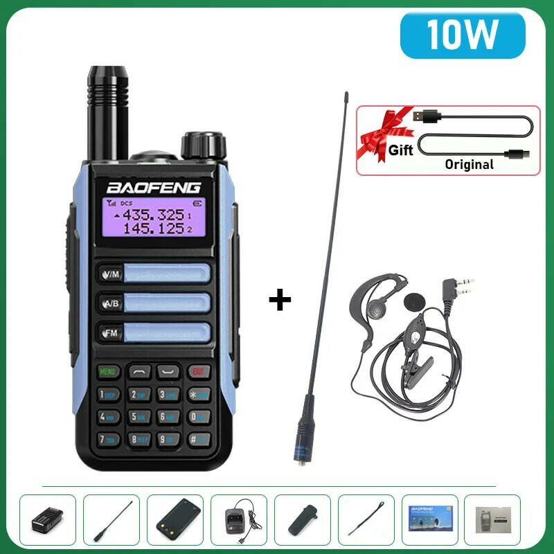 BaoFeng UV-16 Plus Walkie Talkie High Power USB C 10KM Long Range UV-16 Two Way Radio Dual Band Waterproof Transceiver FM Radio-WAYBIKER