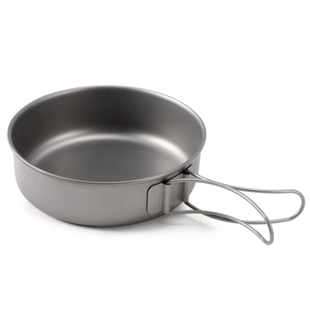 Ultralight Titanium Dinner Bowl Pan with Foldable Handles for Outdoor Camping Hiking Picnic-WAYBIKER