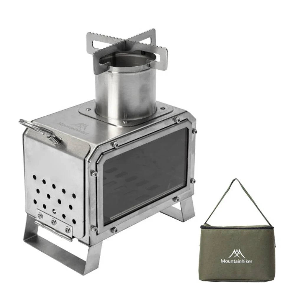 Outdoor Camping Stoves Portable Stainless Steel Furnace Multifunctional Picnic BBQ Cooking Accessory Firewood Furnace-WAYBIKER
