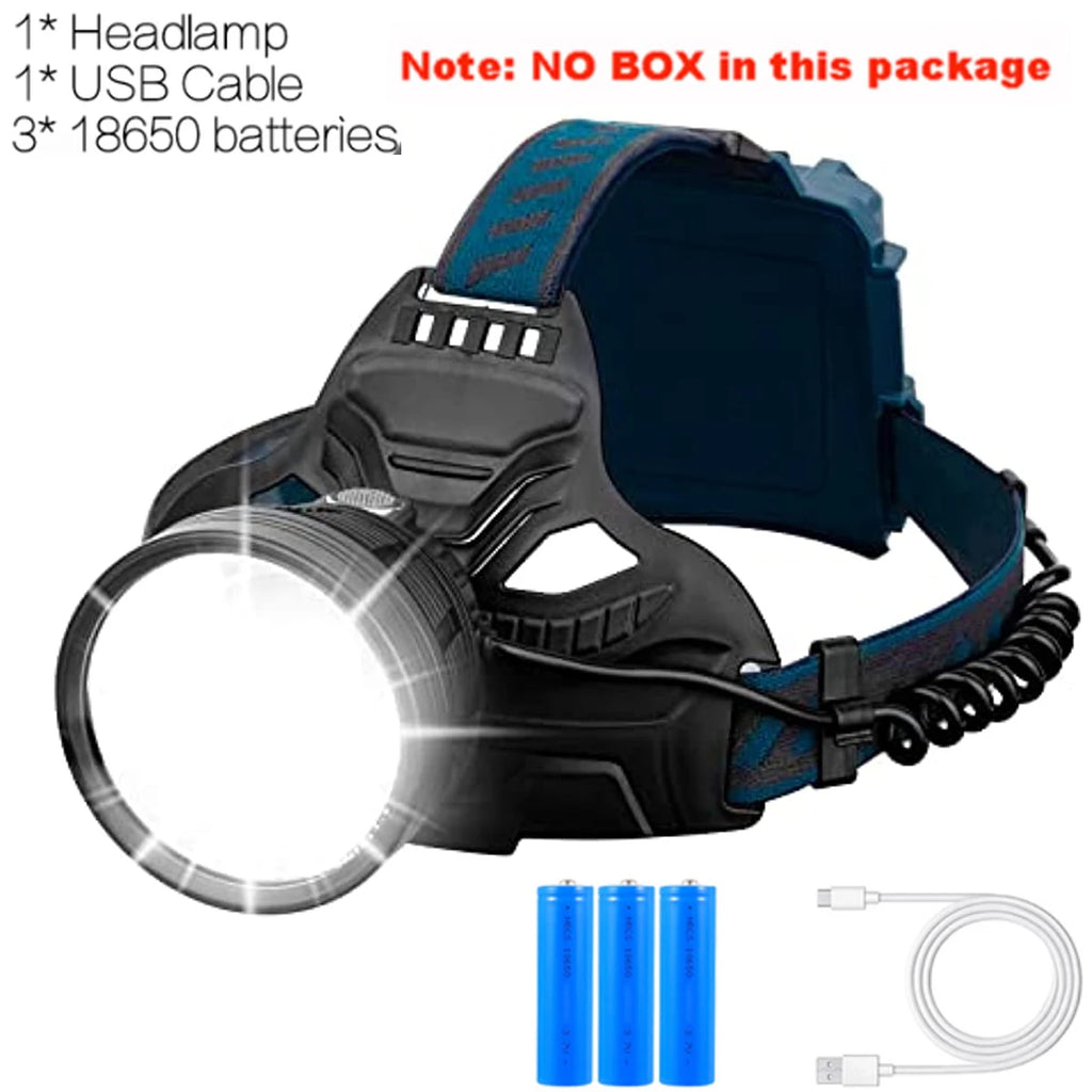 LED USB Rechargeable XHP70 High Power Headlamp 90000 Lumen Powerful Super Bright Waterproof Fishing Searching Camping Flashlight-WAYBIKER