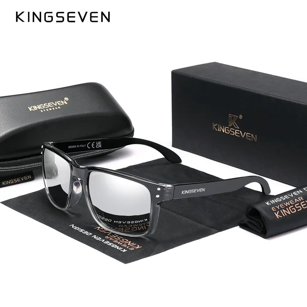 KINGSEVEN Brand Square Retro TR90 Polarized Sunglasses Women Men Carbon Fiber Pattern Design Outdoor Sports Eyewear-WAYBIKER