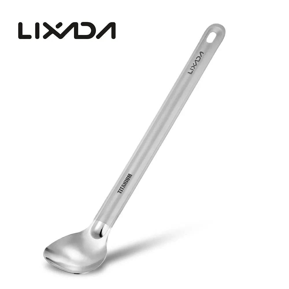 Lixada Titanium Long Handle Spoon with Polished Bowl Outdoor Portable Dinner Spoon Cutlery Camping Backpacking Picnic-WAYBIKER