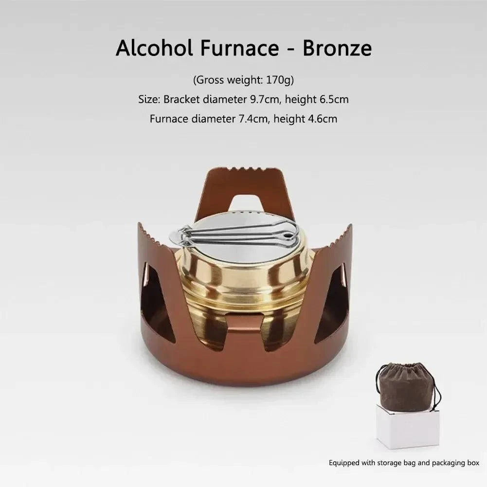 Portable Mini Alcohol Stove Burner Adjustable Firepower Gasoline Stove Aluminum Alloy Bracket Ultralight Brass Camping Stoves-WAYBIKER