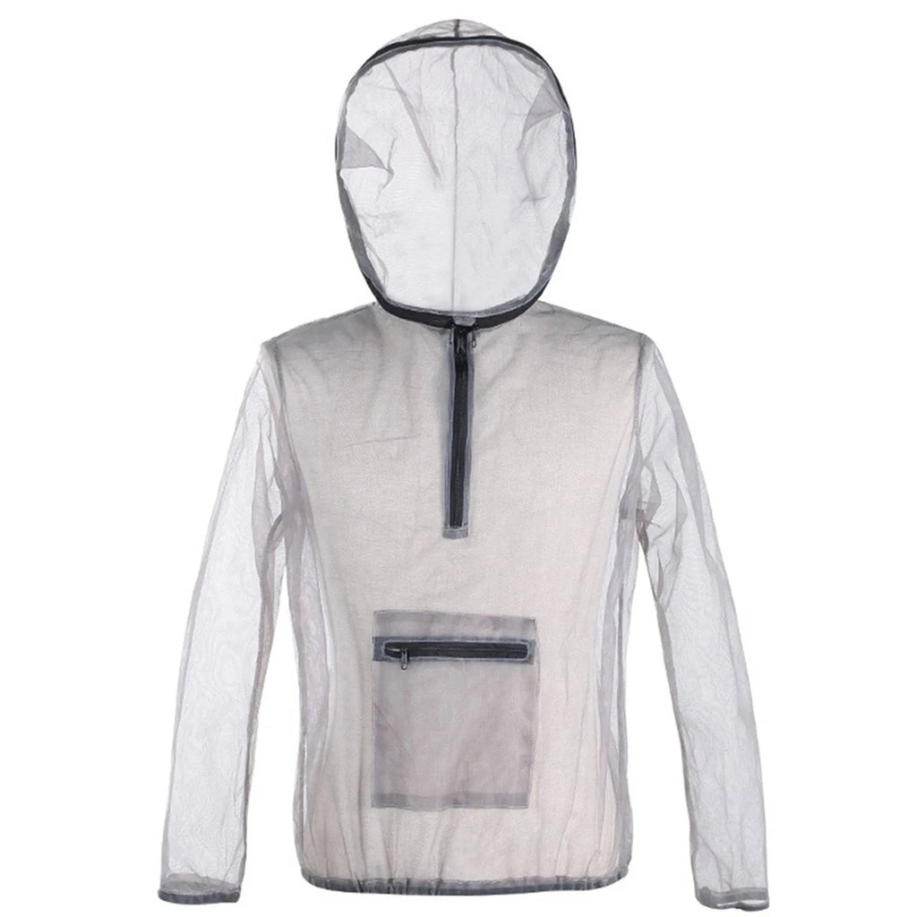 Outdoor Ultralight Mesh Hooded Jacket Anti-mosquito See Through Protective Mesh Shirt Insect Shield for Camping Hiking Fishing-WAYBIKER