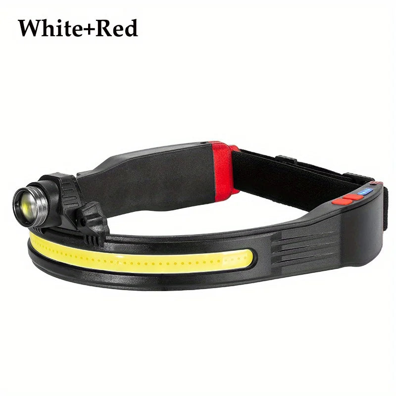 2023 New Trendy LED Headlamp Mini Multifunctional With Warning Headlight COB Outdoor Adventure Fishing Bright Light Flashlight-WAYBIKER