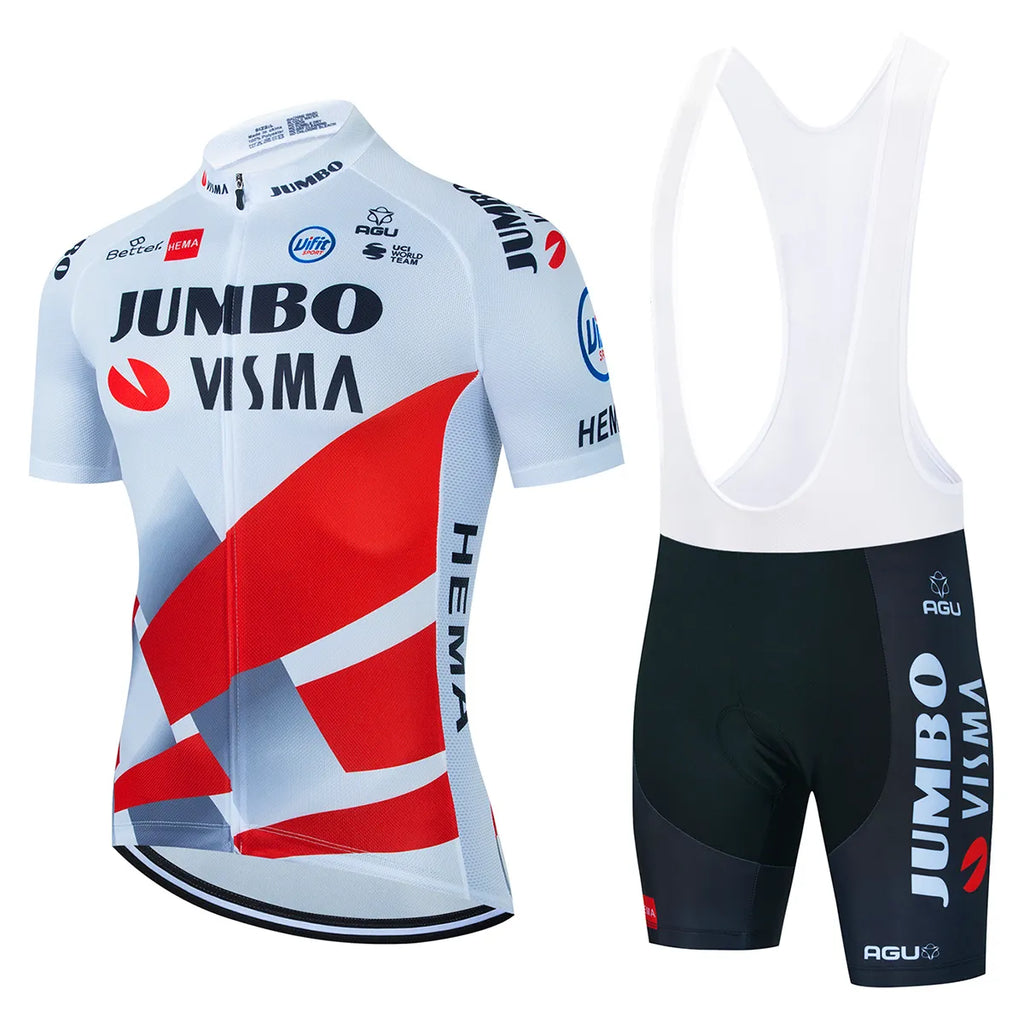 2023 Team JUMBO VISMA Cycling Jersey Set 19D Bike Shorts Set MTB Ropa Ciclismo Mens Short Sleeve Bicycle Shirts Maillot Clothing-WAYBIKER