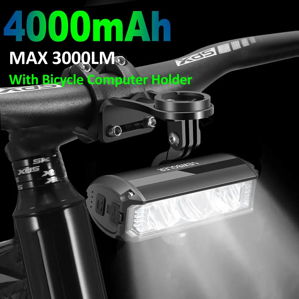 NEWBOLER Bicycle Light Front 4000mAh Bike Light 3000Lumen Waterproof Flashlight USB Charging MTB Road Cycling Lamp Accessories