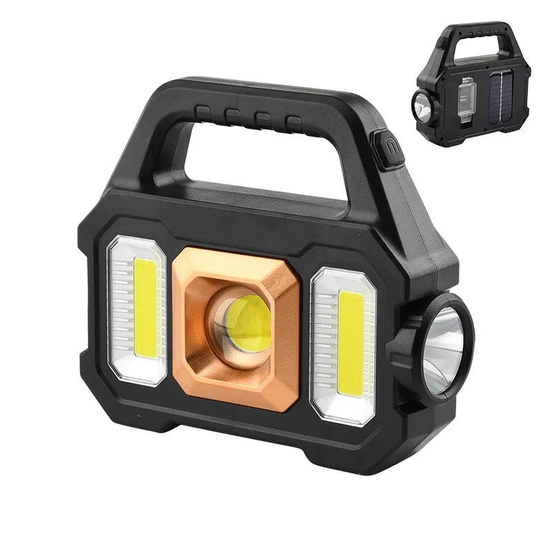 Solar Rechargeable LED Flashlight COB Zoomable Waterproof Tactical Torch Lamp Bulbs Can Charge Mobile Phone Camping Flashlight-WAYBIKER