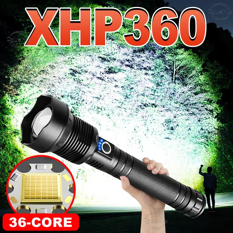 Paweinuo XHP360 Powerful Led Flashlight High Power Rechargeable Torch Usb Tactical Flashlight IPX6 Waterproof Zoomable Hand Lamp-WAYBIKER