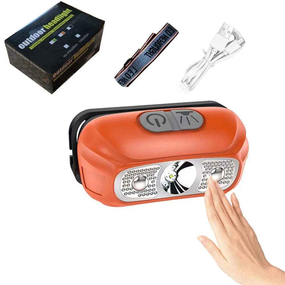 Intelligent Induction LED Light Long-range Usb Night Fishing Rechargeable Outdoor Head-mounted Flashlight Emergency Light-WAYBIKER