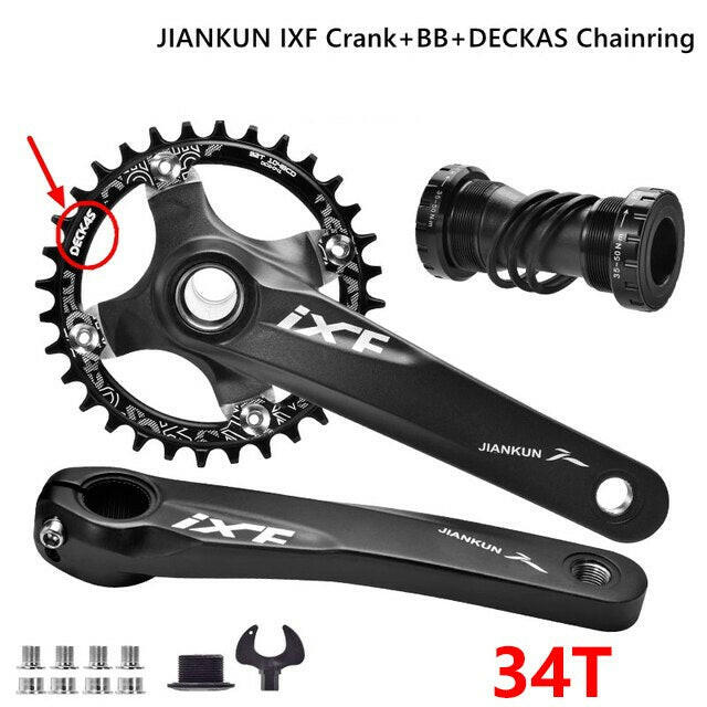JIANKUN MTB Crankset 1X System BCD104 Mountain Bike 170mm Crank BB Bottom Bracket Set External Crankset Pedalier Candle For axis-WAYBIKER