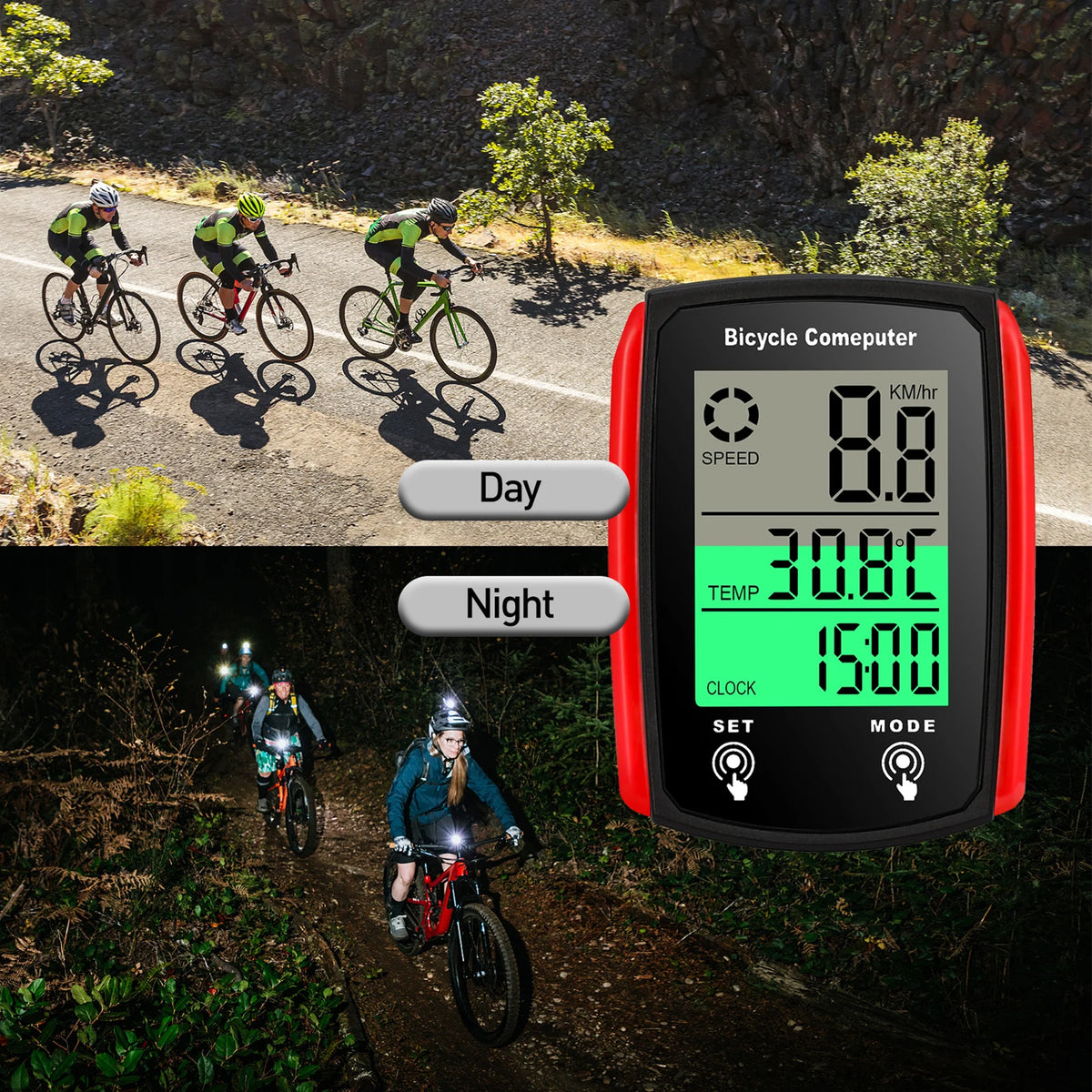 Wired Bike Computer 19 Functions Touch Bike Speedometer Odometer Water