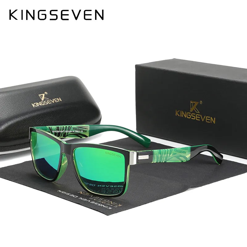 KINGSEVEN Brand Square Retro Gradient Polarized Sunglasses Women Men Carbon Fiber Pattern Design Outdoor Sports Eyewear-WAYBIKER