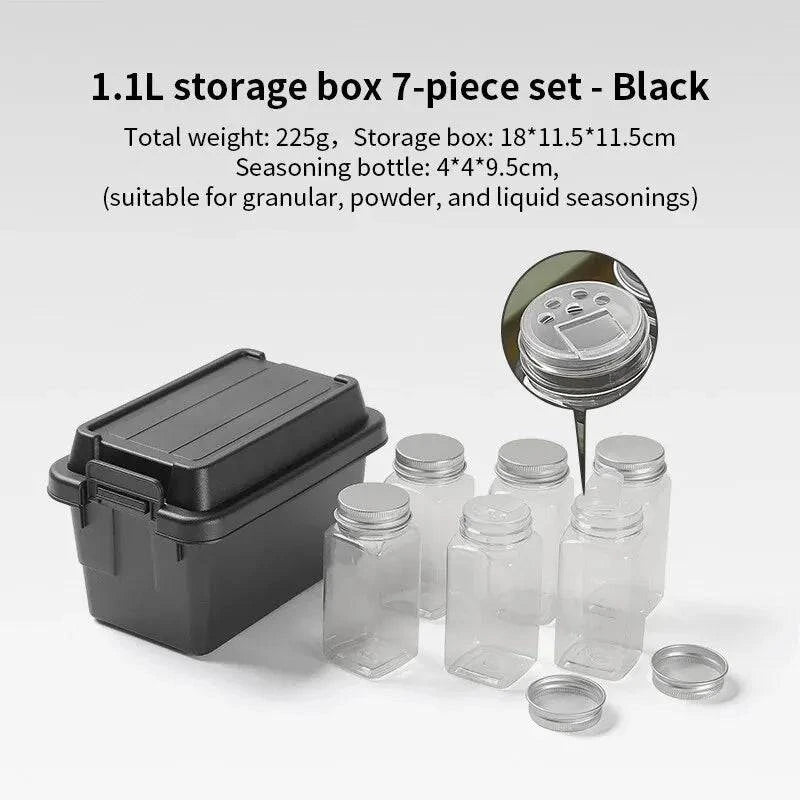 1.1L Outdoor Camping Storage Box Travel BBQ Utensils Organizer Seasoning Bottle Storage Box Portable Desktop Tissue Container-WAYBIKER