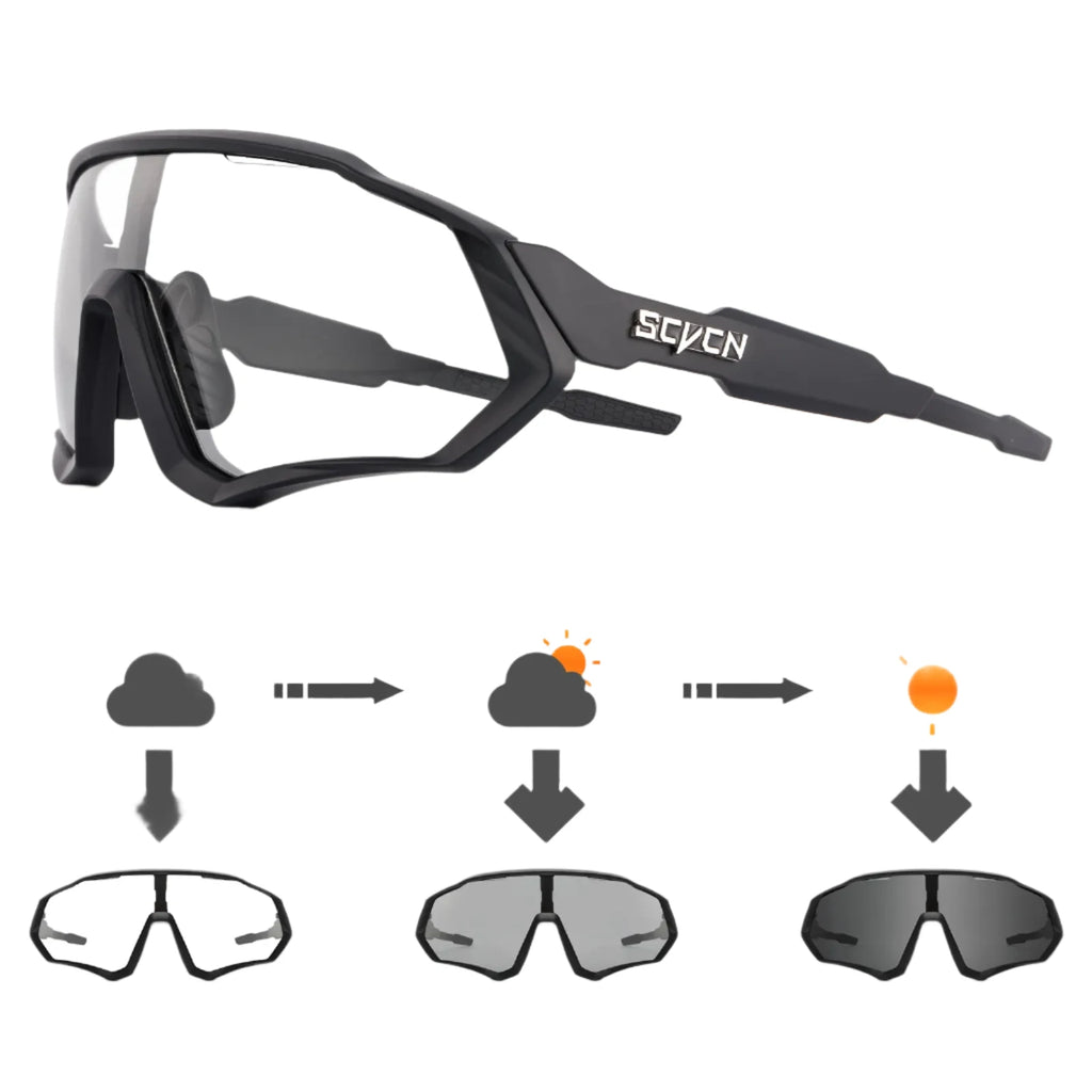 SCVCN Men Women Cycling Glasses Photochromic Bicycle Outdoor Sports Glasses MTB Road Bike Sunglasses UV400 Hiking Glasses-WAYBIKER
