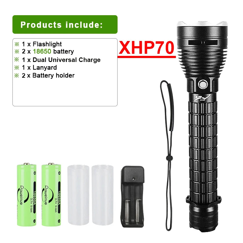 Bright XHP70 Professional Diving Flashlight IPX8 Waterproof Led Torch White Light Underwater Flashlight Underwater Lantern-WAYBIKER