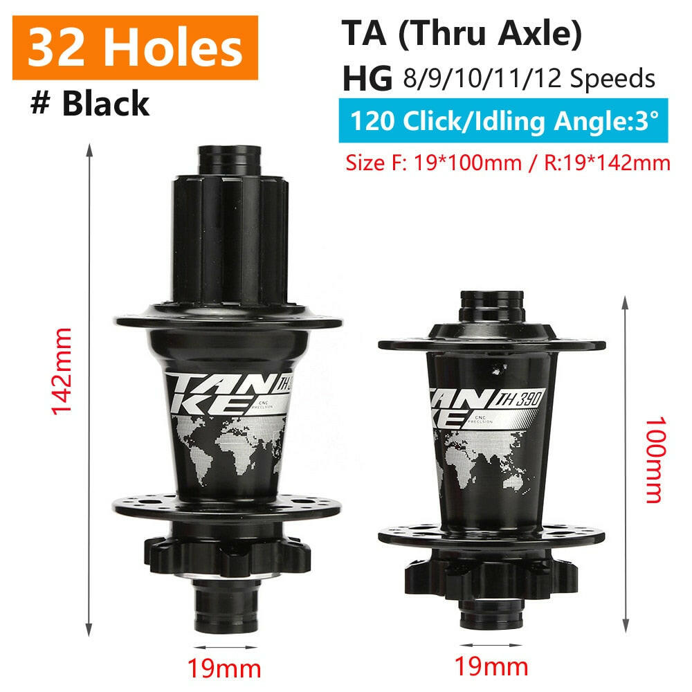 TANKE 120 Click Hub 6 Bearing MTB Mountain Bike Hub Front Rear Thru HG 28 32 36 Holes Disc Brake Bicycle Hubs 8 9 10 11 12 Speed-WAYBIKER