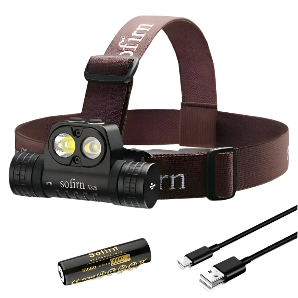 Sofirn HS20 USB C Rechargeable LED Headlamp 18650 Powerful 2700lm Light with Spotlight Floodlight Dual Switch Indicator-WAYBIKER