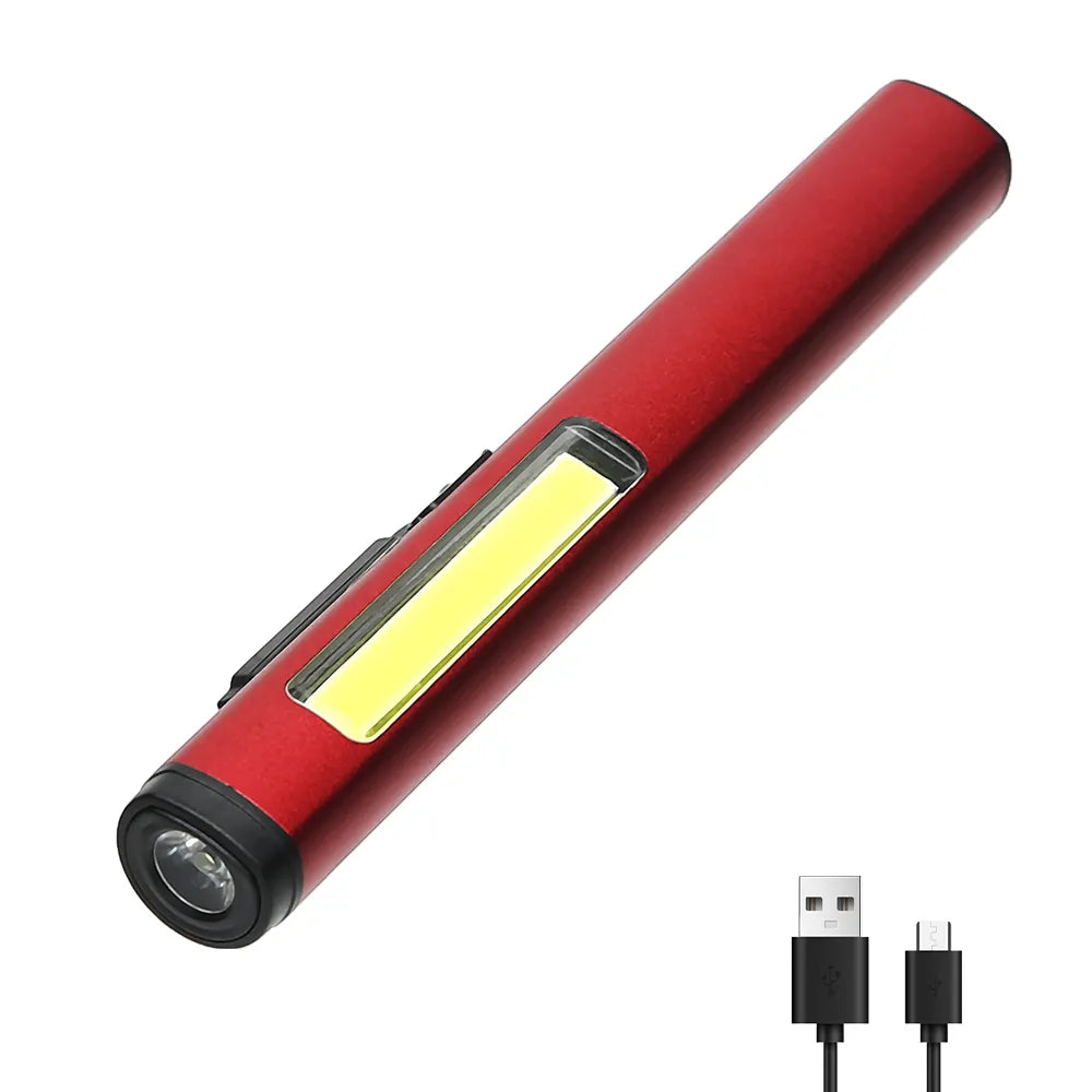 COB Floodlight Flashlight Usb Rechargeable XPE High Beam Aluminum Alloy Pen Clip Work Light Built In Battery with Tail Magnet-WAYBIKER