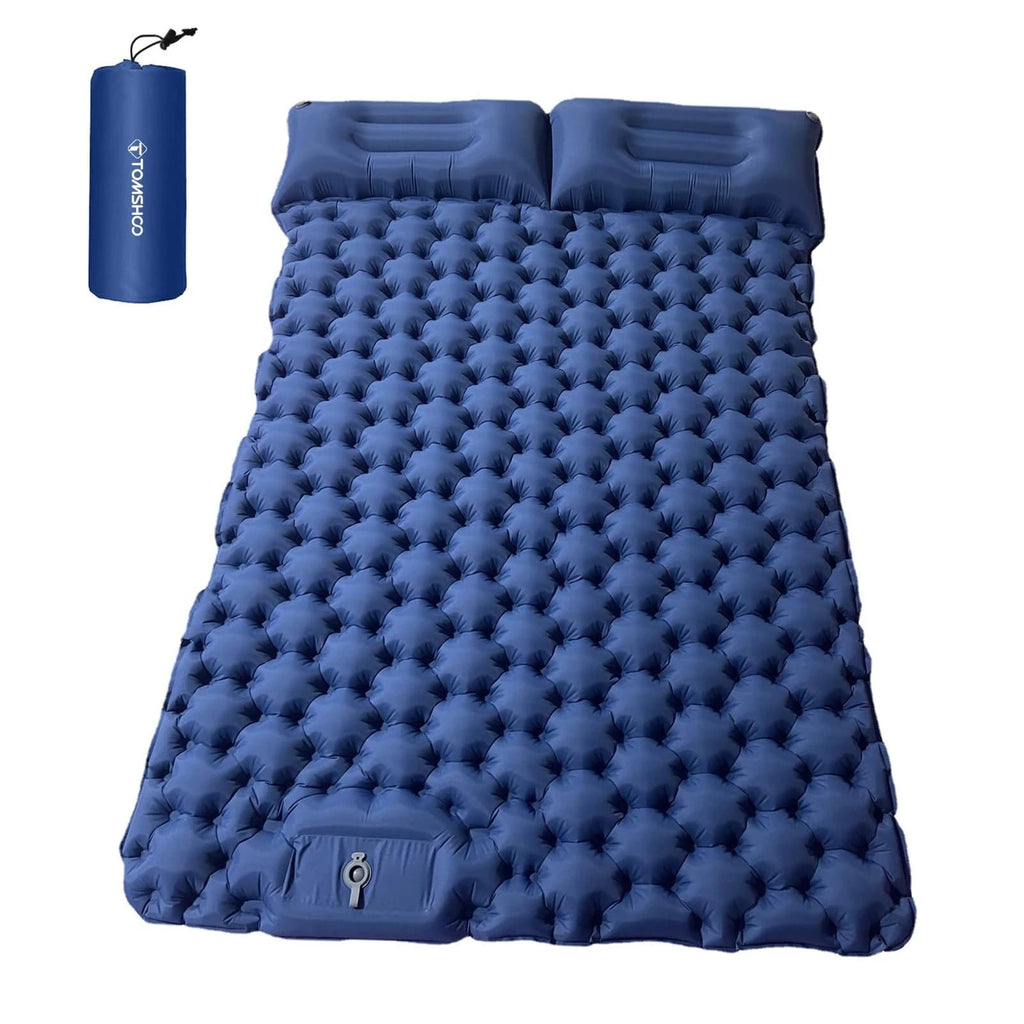 Tomshoo Inflatable Mattress 2 Person Camping Mat with Air Pillow Portable Air Mattress Waterproof Backpacking Sleeping Pad-WAYBIKER