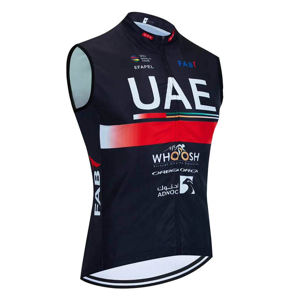 New 2024 UAE Cycling Jersey Fluor Green Windbreaker Men Bike Vest Maillot EFAPEL Team Ropa Ciclismo Jersey T-shirt Clothing-WAYBIKER