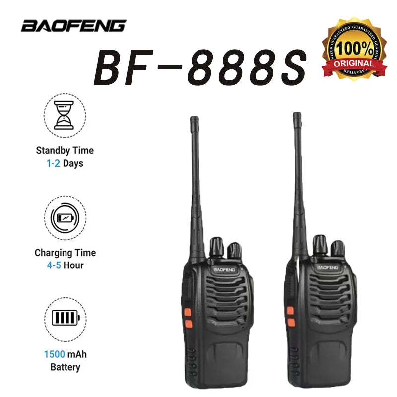Baofeng BF-888S Handheld Intercom Communicator 2PCS Bidirectional 5W UHF Professional Radio 16 Channel Communication Channel-WAYBIKER