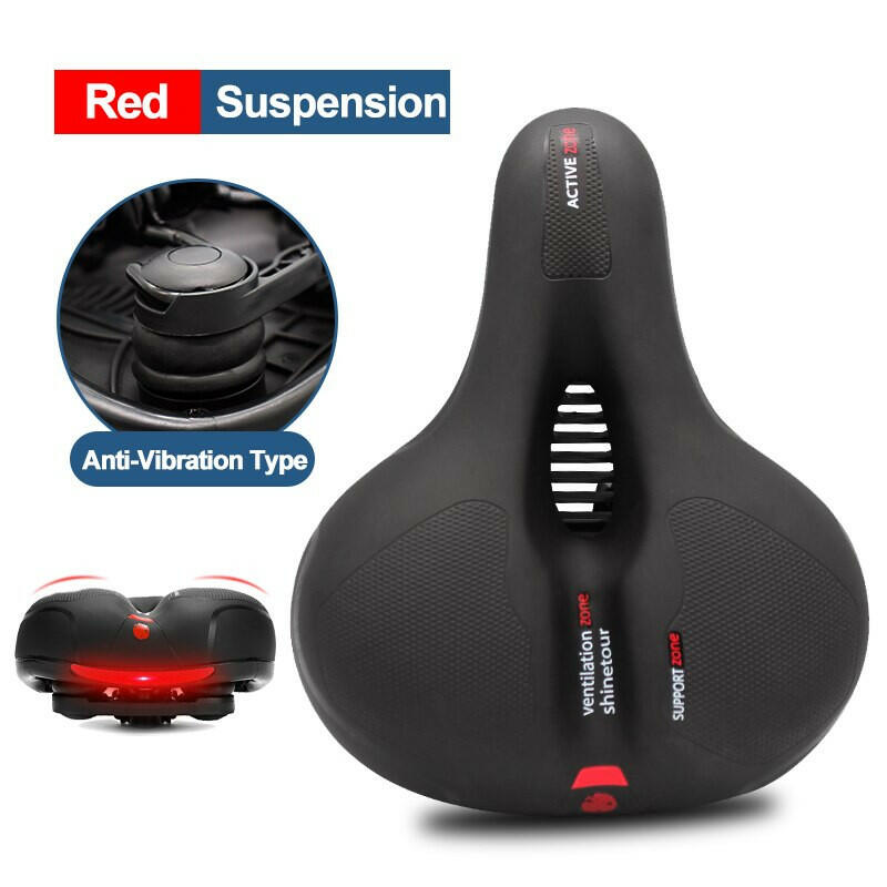 Hollow Breathable Bicycle Saddle Men Women MTB Road Bike Saddle Shock Absorbing Comfortable Big Butt Bike Seat Safety Warning-WAYBIKER