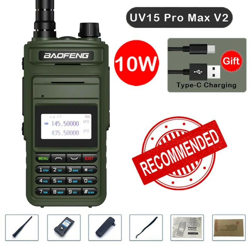 2023 Baofeng UV15 Pro Max True 10W Long Range FM Walkie Talkie 999 Channel Dual Band CB Ham Radio Type-C Charger Two Way Radio-WAYBIKER