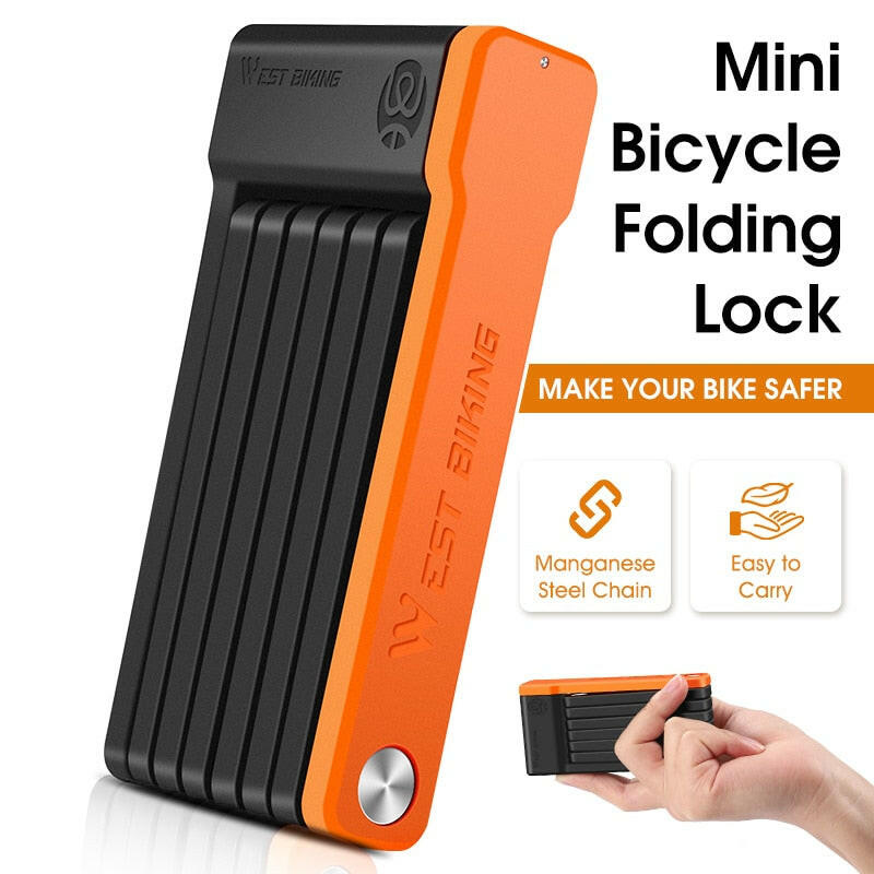 WEST BIKING Foldable Bicycle Lock Security Anti-theft Cycling Lock MTB Road Bicycle Accessories Scooter Electric Bike Chain Lock-WAYBIKER