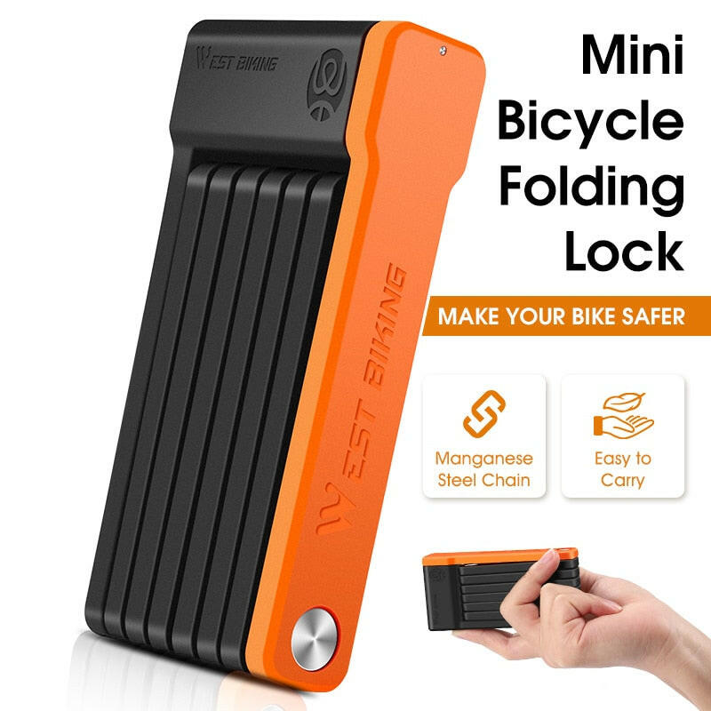WEST BIKING Foldable Bicycle Lock Security Anti-theft Cycling Lock MTB Road Bicycle Accessories Scooter Electric Bike Chain Lock