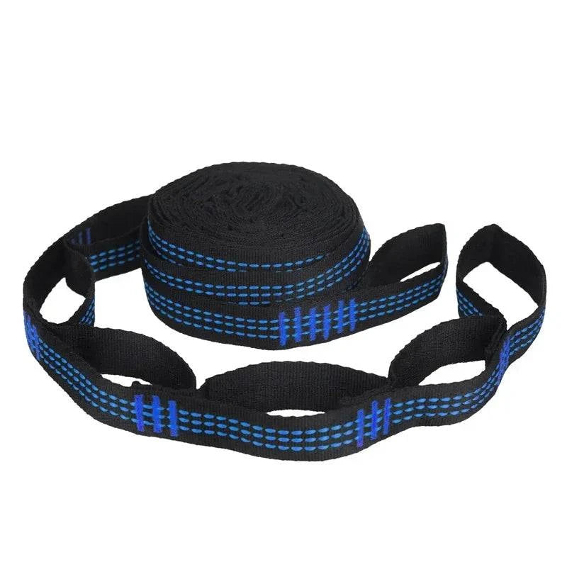 Correias De Poliéster Reforçado Para Acampamento AO Ar Livre Black Hammock Straps 5 Ring Alta Carga-rolamento Farpado 2pcs-WAYBIKER