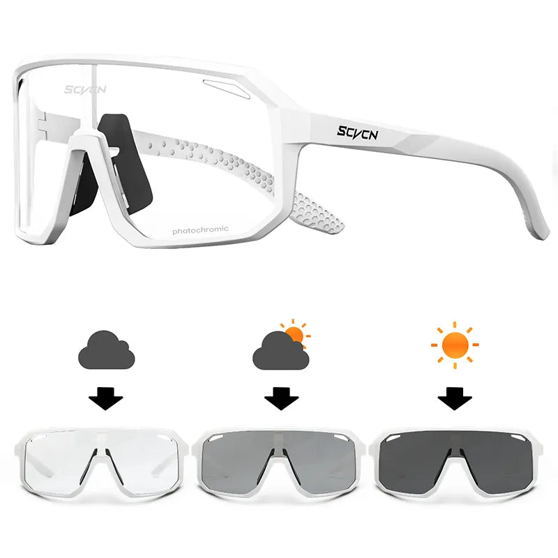 SCVCN Photochromic Cycling Sunglasses Men MTB bike Sports Cycling Glasses Goggles UV400 Woman Bicycle Riding Driving Glasses-WAYBIKER