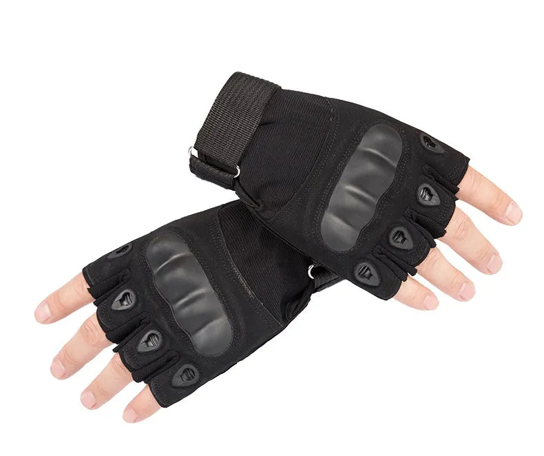 Fingerless Men's Gloves Hard Knuckle Military Tactical Gloves Outdoor Sports Hunting Airsoft Motorcycle Cycling Glove HalfFinger-WAYBIKER
