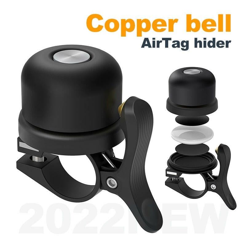Classic Brass Bike Bell For Apple AirTag Case Waterproof Bike Mount Bicycle Bell For Air Tag GPS Tracker Under Bike Bell Holder-WAYBIKER