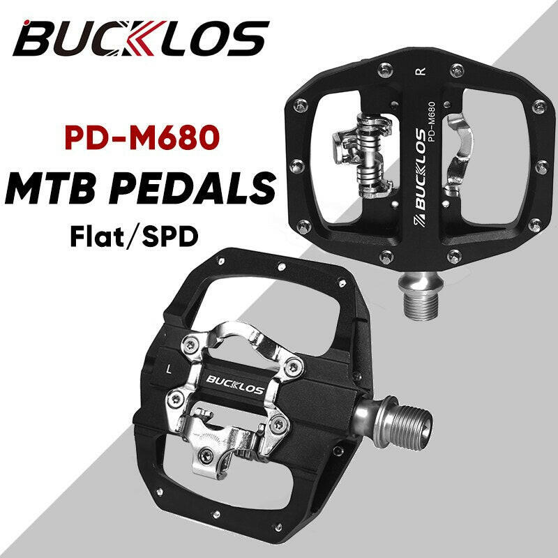 BUCKLOS Mountain Bike Pedals 3 Sealed Bearing PD-M680 Dual Clipless Flat & Lock Pedal Aluminum Cycling Pedals Fit Shimano SPD-WAYBIKER