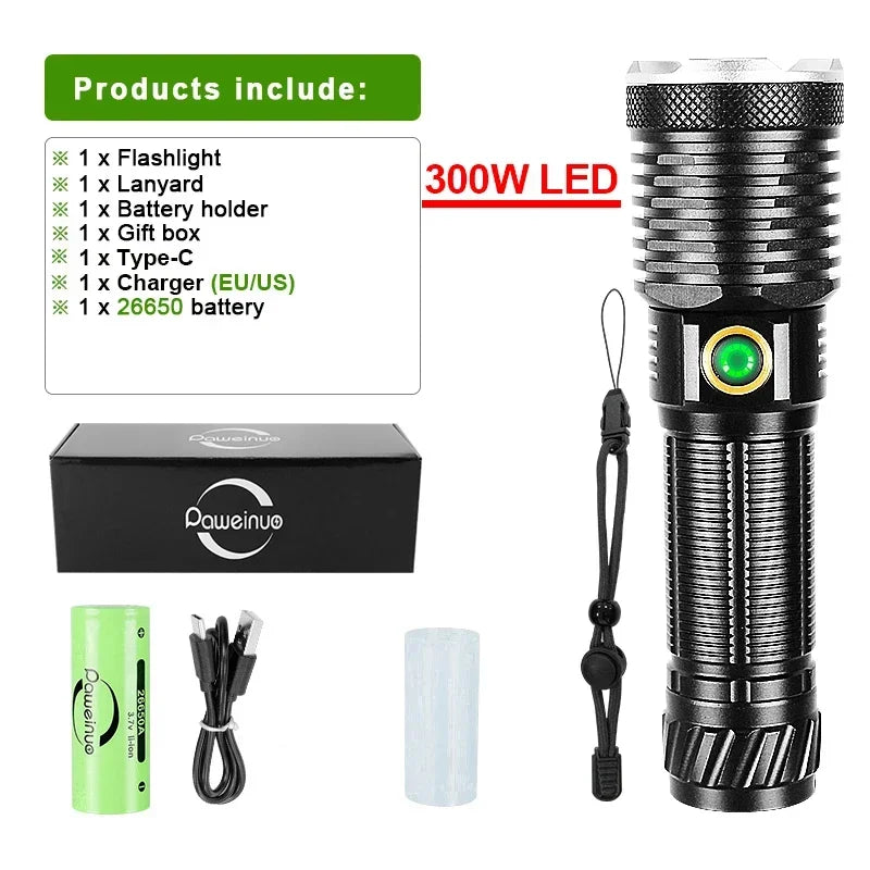 New Ultra Powerful Flashlight 800W LED Rechargeable High Power LED Flashlights 3500M Long Range Torch Outdoor Tactical Lantern-WAYBIKER