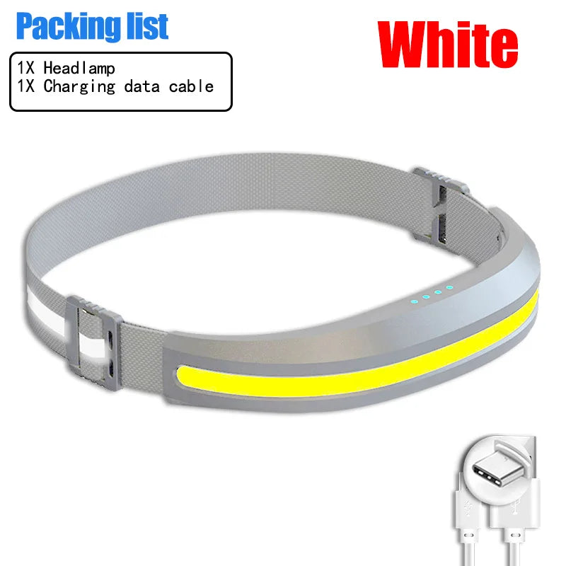 Professional COB Rechargeable Headlamp With Built-in Battery Headlights 4 Modes Led Head Flashlights For Camping Fishing Lantern-WAYBIKER
