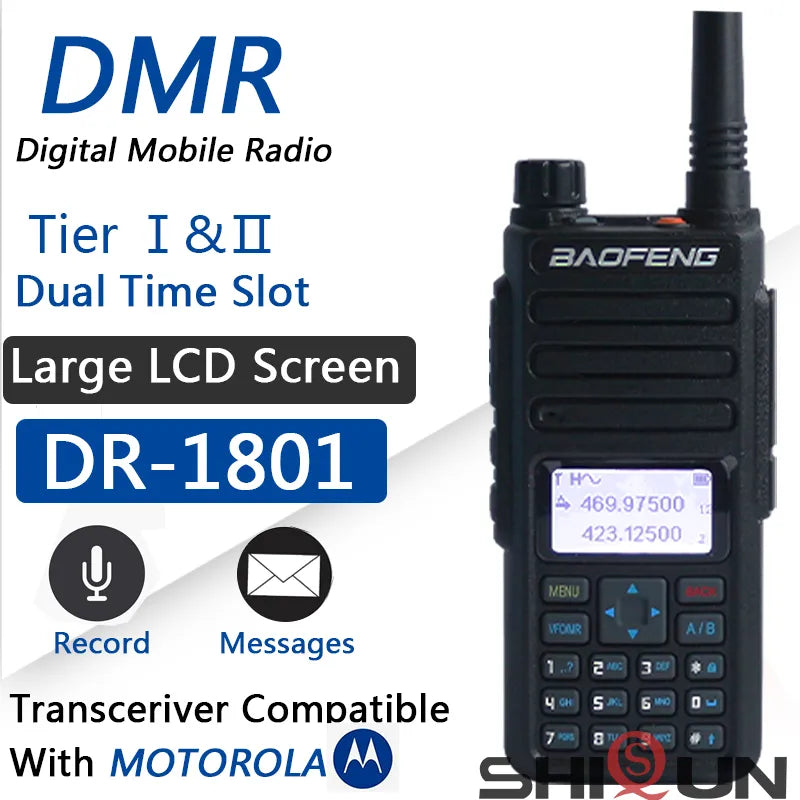 Baofeng DR-1801UV Long Range Dual Band DMR Digital/Analog Walkie Talkie Tier I Tier II Dual Time Slot Upgrade DM-1801 Ham Radios-WAYBIKER