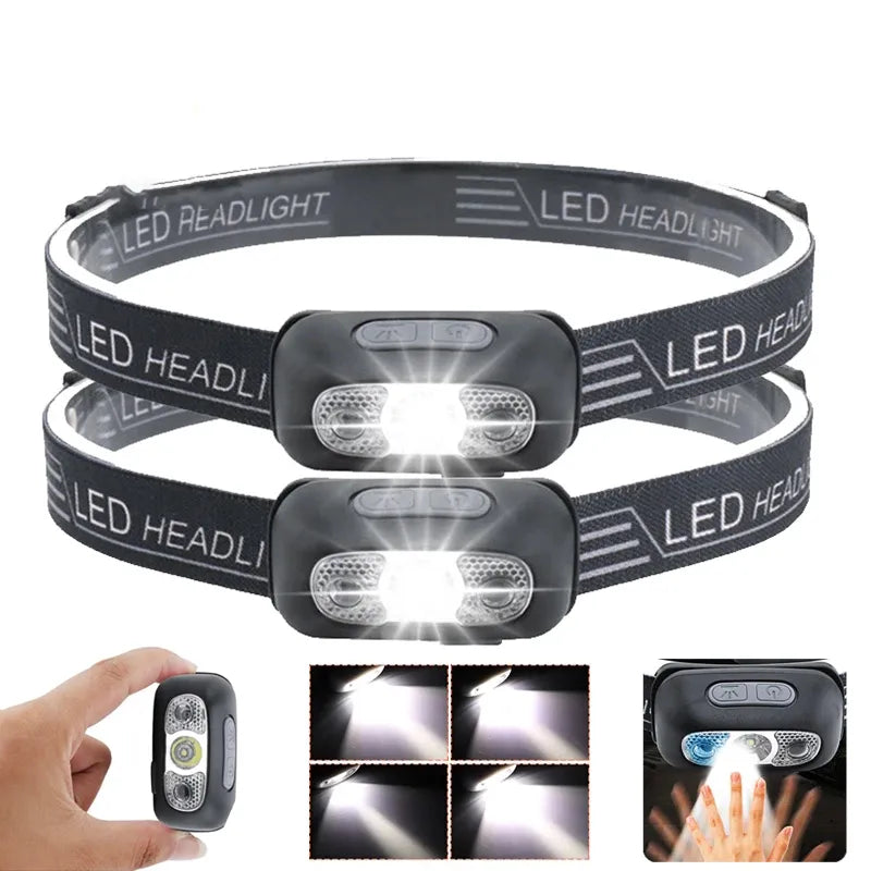 Multifunctional Portable Mini LED Headlamp Motion Sensor USB Rechargeable Waterproof Head Light Outdoor Camping Lantern-WAYBIKER