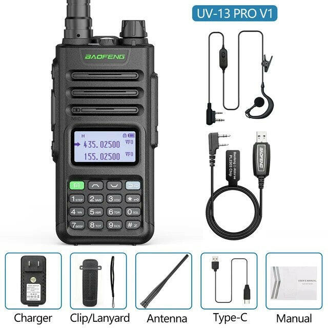 Baofeng UV-13 PRO Ham Radio 16 KM Long Range Distance Dual Band 999 Channel Type-C Charging Walkie Talkie Upgrade UV-5R UV-10R-WAYBIKER