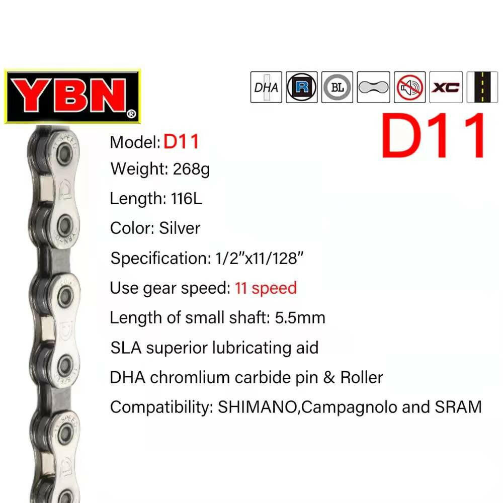 YBN Bike Chain 8S 9S 10S 11S 12S Bicycle Chain 8/9/10/11/12 Speed Road MTB Crankset 8 9 10 11 12s Derailleur 116L-WAYBIKER