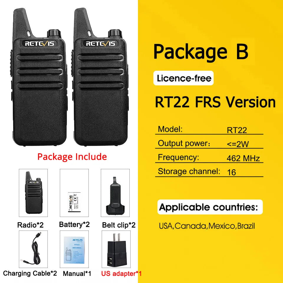 RETEVIS 2 pcs Mini Walkie Talkie PMR 446 Portable Two-way Radio ht PTT Walkie-talkies RT622 Portable Radio for Hunting Cafe RT22-WAYBIKER