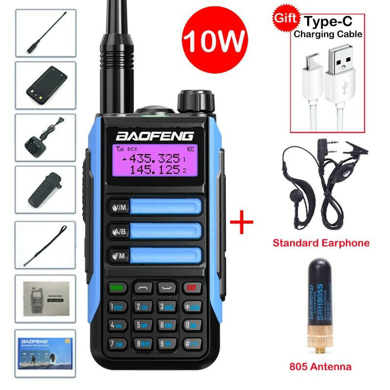 2023 Baofeng UV-16 MAX Walkie Talkie 10 KM Military 10W Powerful Waterproof VHF UHF CB Ham Dual Band Two Way Radio USB-C Charger-WAYBIKER