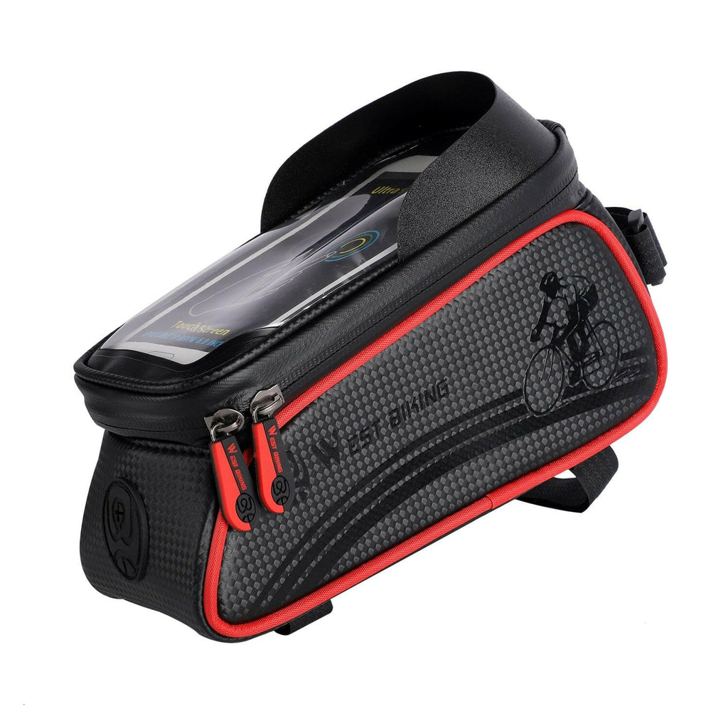 WEST BIKING 6.5 Inches Bicycle Bag Waterproof Cycling Top Front Tube Frame Bag Touch Screen Phone Case Storage MTB Road Bike Bag-WAYBIKER