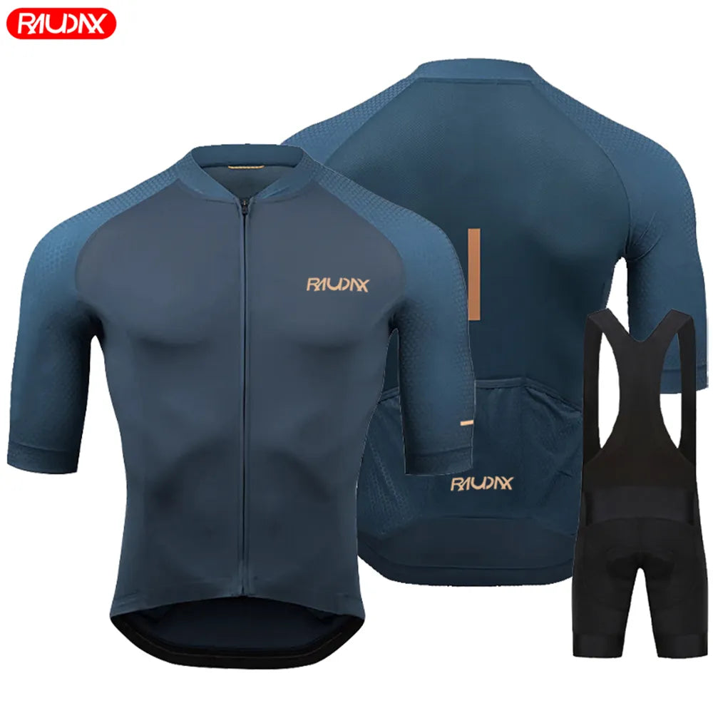 Raudax Team 2023 Men Summer Short Sleeve Cycling Jersey Set MTB Maillot Ropa Ciclismo Bicycle Wear Breathable Cycling Clothing