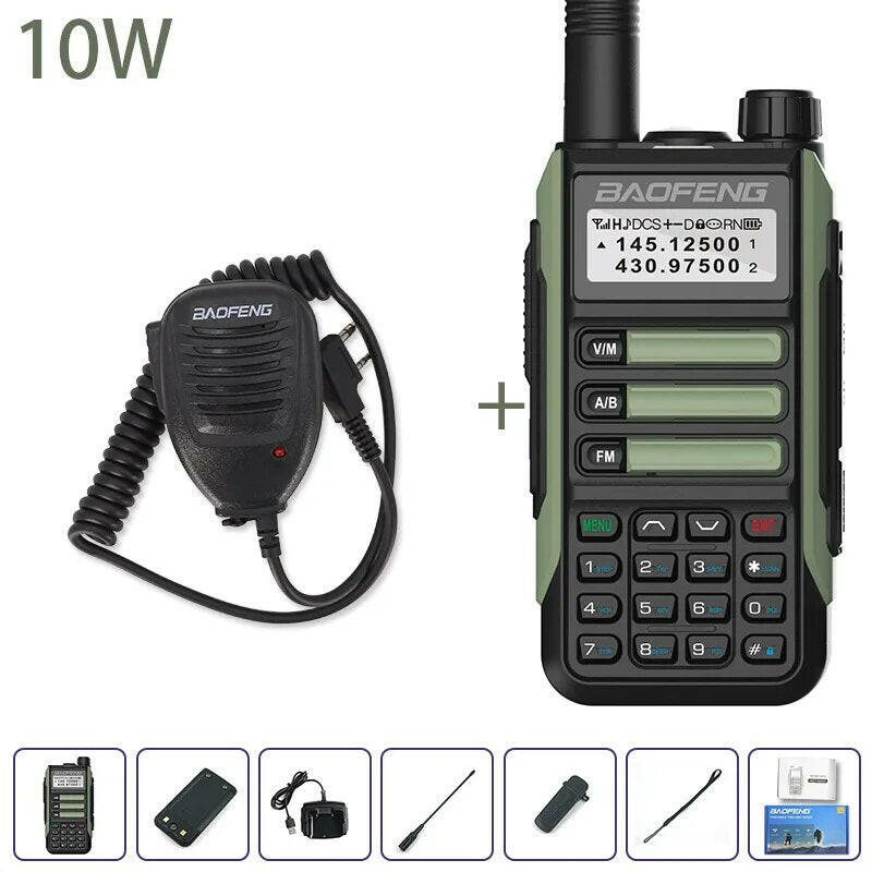 Baofeng UV-16 Plus Walkie Talkies Long Range 10KM Waterproof Two Way Radio10W VHF UHF Band UV 16 Pro USB Type C Upgrade of UV-5R-WAYBIKER