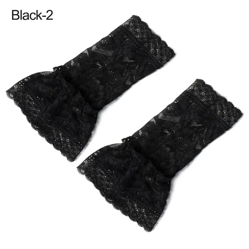 1Pair Sun Protection Gloves Arm Cover Scar Cover Ruffles Elbow Sleeve Detachable Sleeve Cuffs Lace Cuffs Fake Sleeve-WAYBIKER